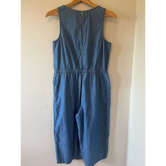 Women's Old Navy Blue Cotton Jumpsuit with drawstring wide leg Size Small - Picture 3 of 7
